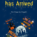 "Meowoween has Arrived" graphic with Halloween cat designs, pumpkins and full moon